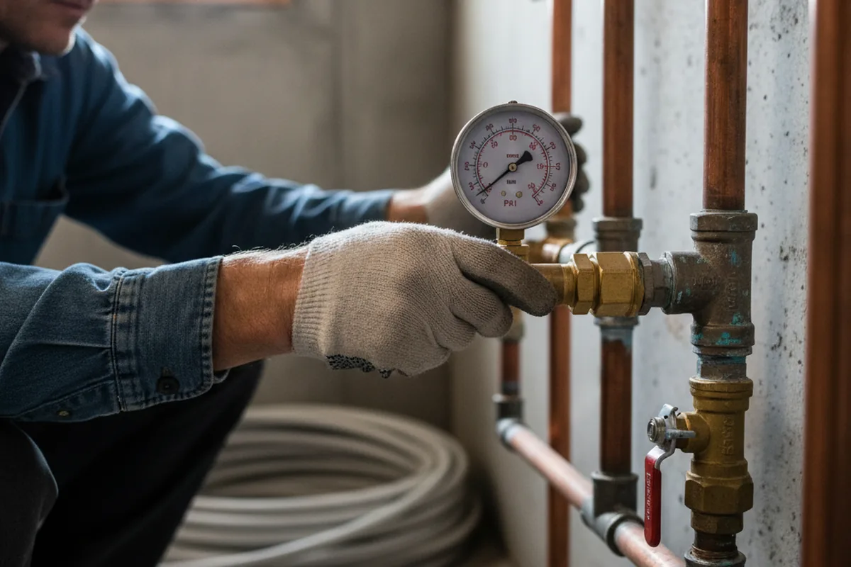 Pressure testing a repaired line during Water Line Repair in Black Creek